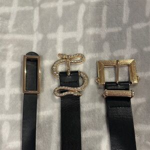 Chic Black Belt Bundle with Gold Buckles